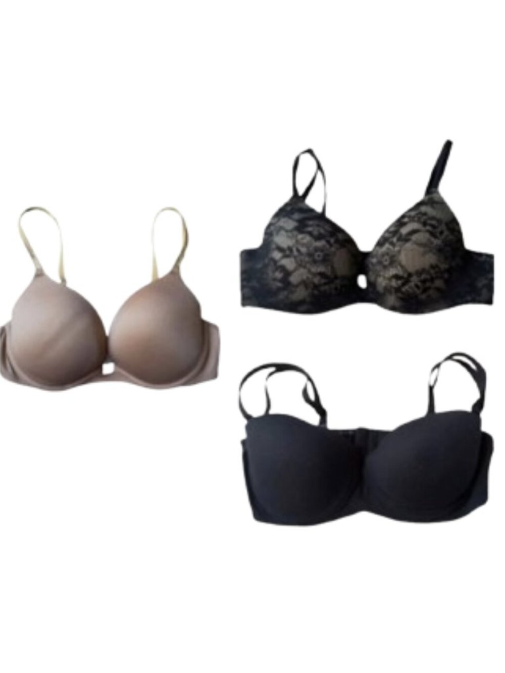 🌿Victoria's Secret Black & Tan Bra Trio Bundle [36C]🌿